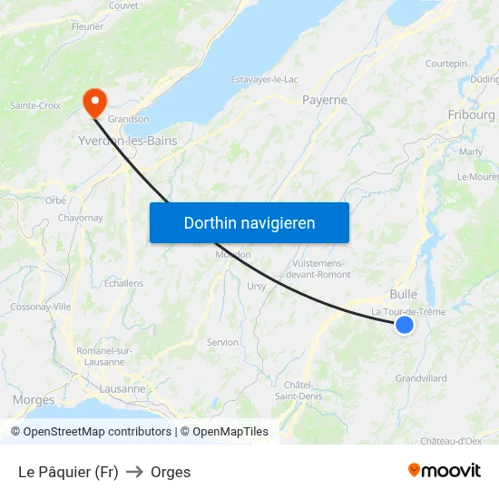 Le Pâquier (Fr) to Orges map