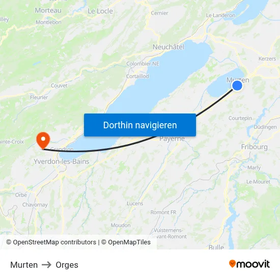 Murten to Orges map