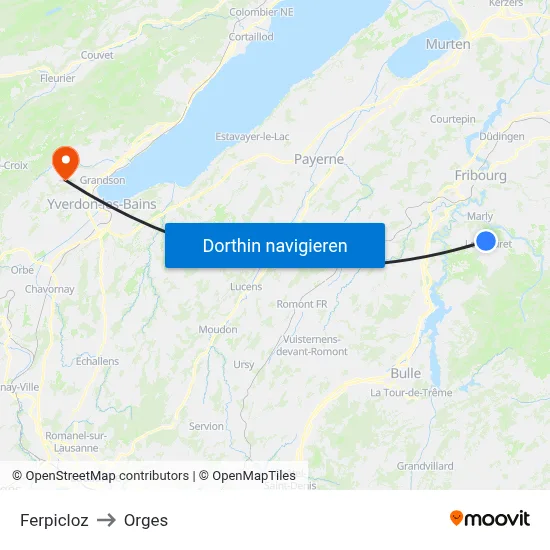 Ferpicloz to Orges map