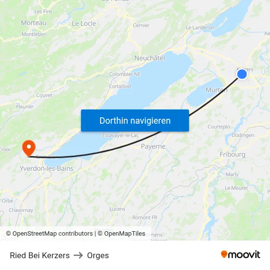 Ried Bei Kerzers to Orges map