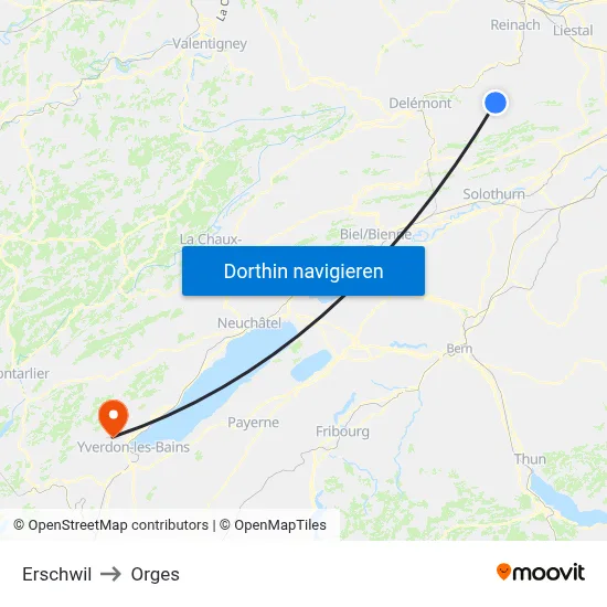Erschwil to Orges map