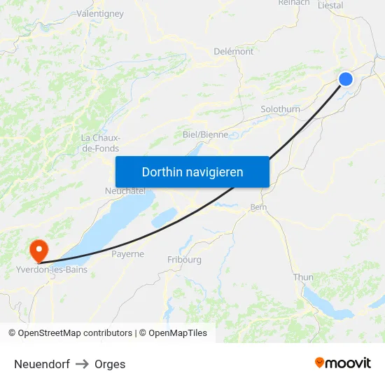 Neuendorf to Orges map