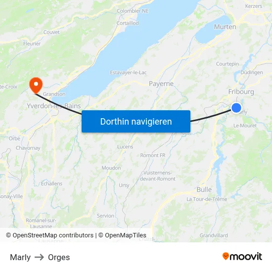 Marly to Orges map