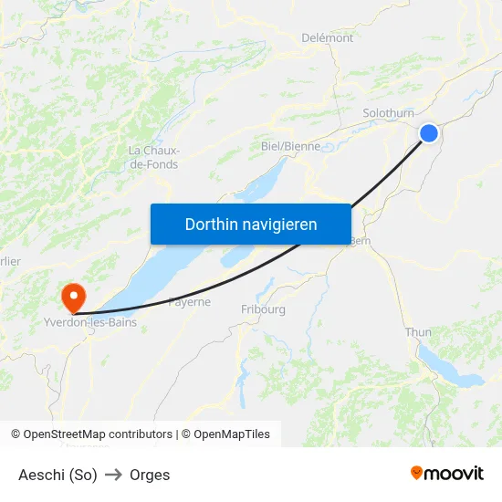 Aeschi (So) to Orges map