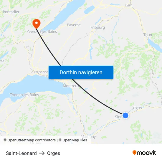 Saint-Léonard to Orges map