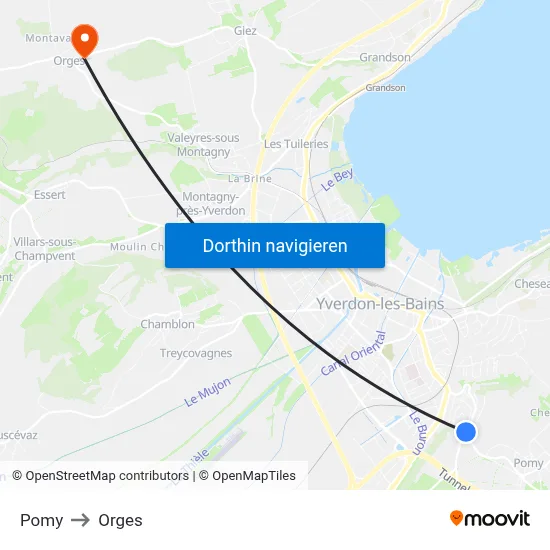 Pomy to Orges map