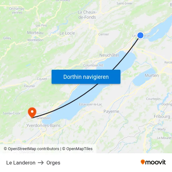 Le Landeron to Orges map