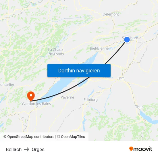 Bellach to Orges map