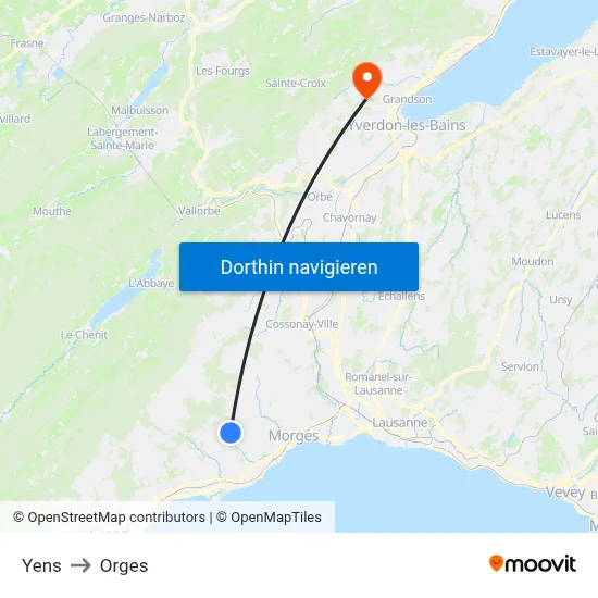 Yens to Orges map