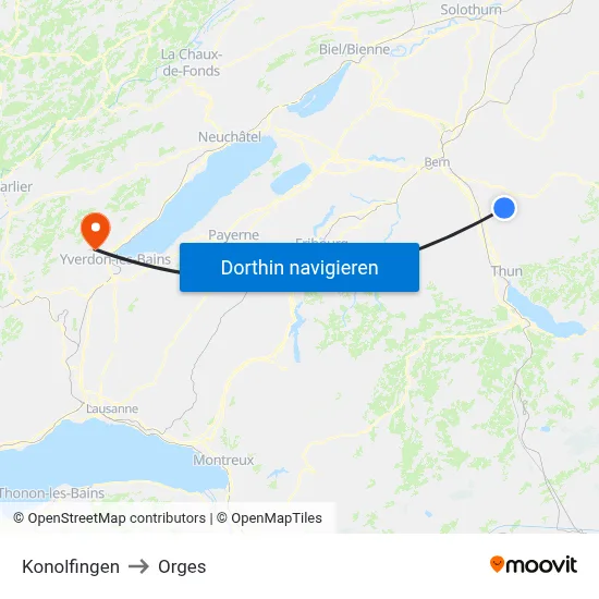 Konolfingen to Orges map