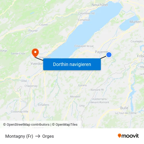 Montagny (Fr) to Orges map