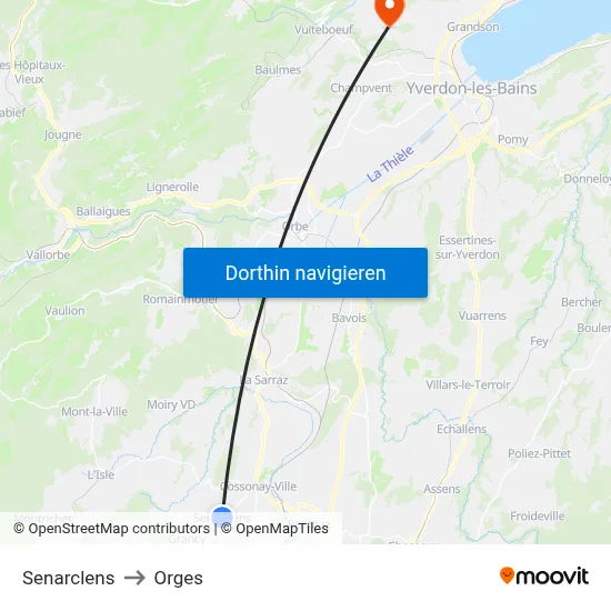 Senarclens to Orges map