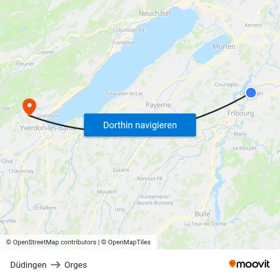 Düdingen to Orges map