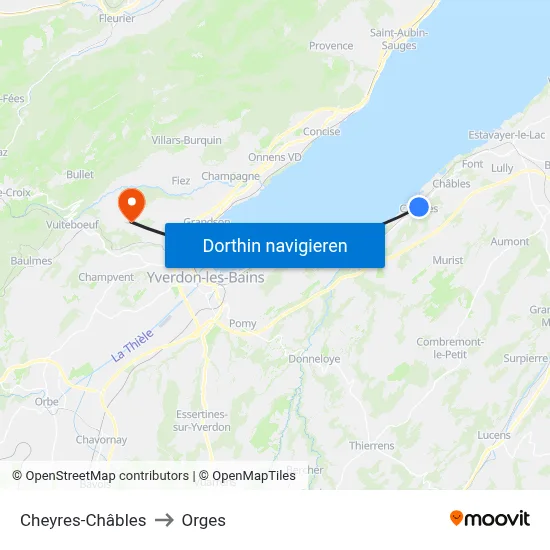 Cheyres-Châbles to Orges map