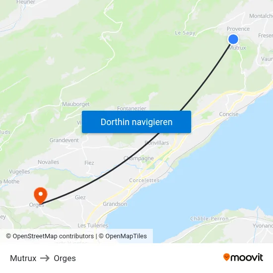 Mutrux to Orges map
