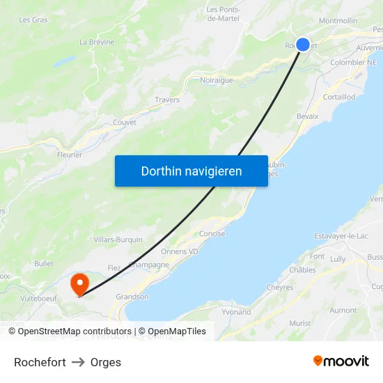 Rochefort to Orges map