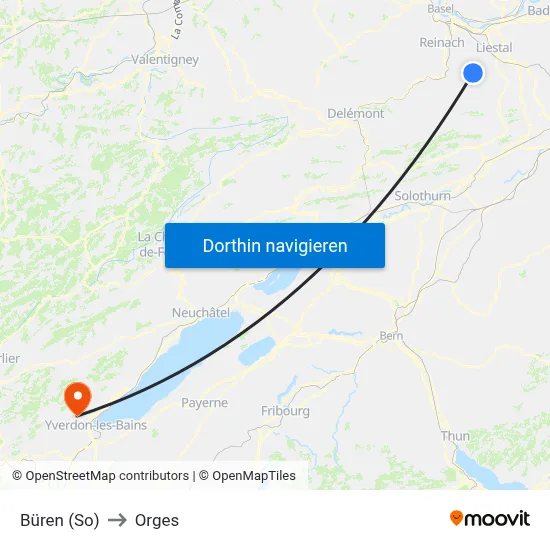 Büren (So) to Orges map