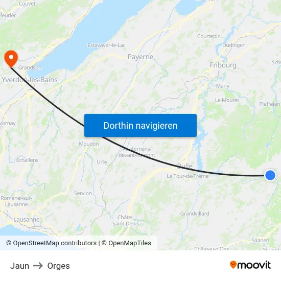 Jaun to Orges map