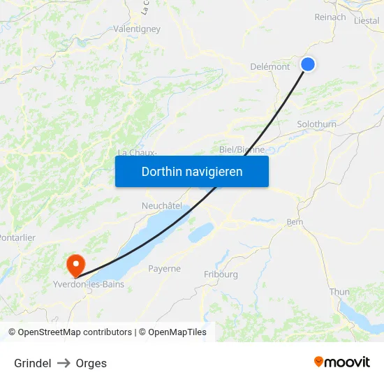 Grindel to Orges map