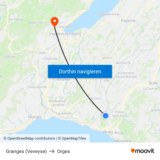 Granges (Veveyse) to Orges map