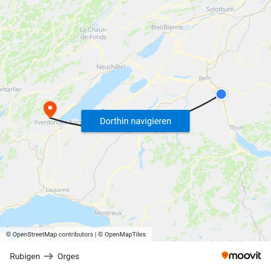 Rubigen to Orges map