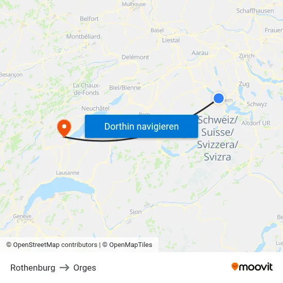 Rothenburg to Orges map