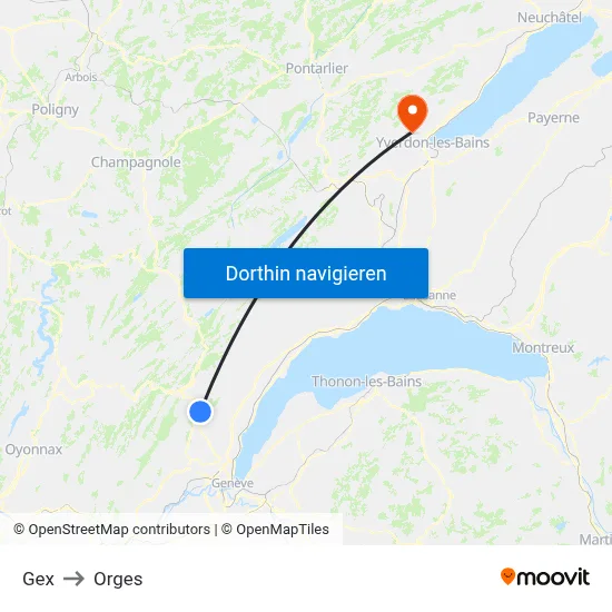 Gex to Orges map
