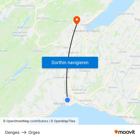 Denges to Orges map