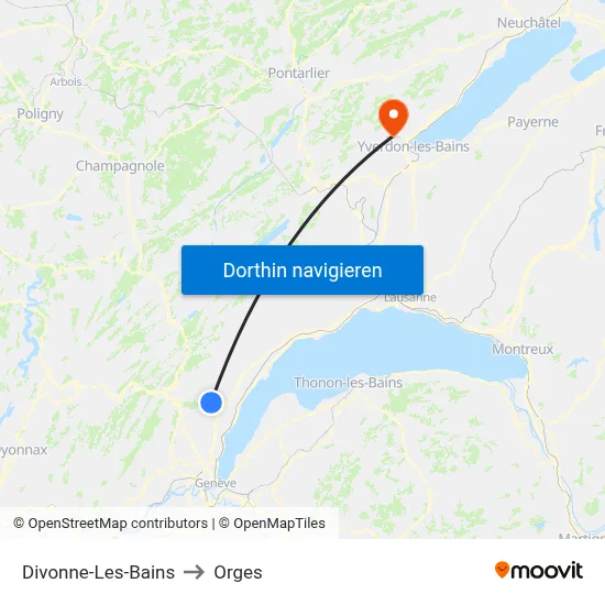 Divonne-Les-Bains to Orges map