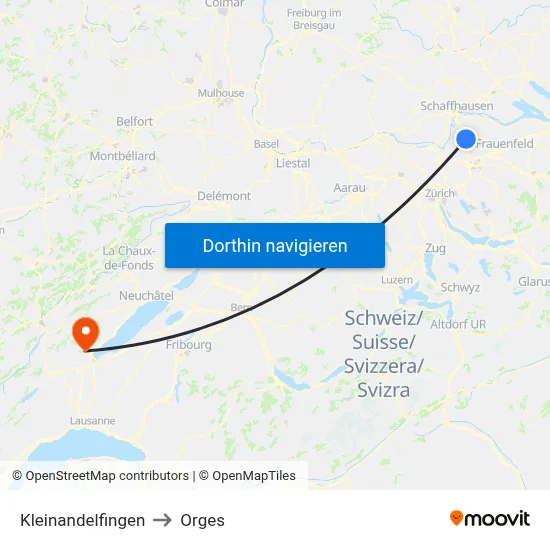 Kleinandelfingen to Orges map