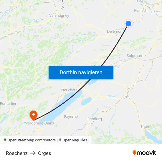 Röschenz to Orges map