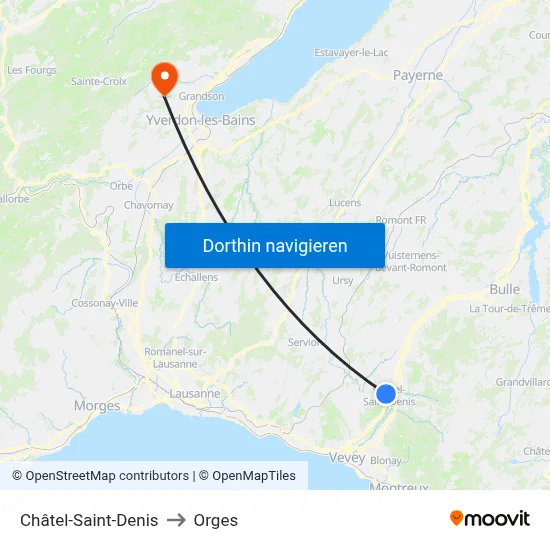 Châtel-Saint-Denis to Orges map