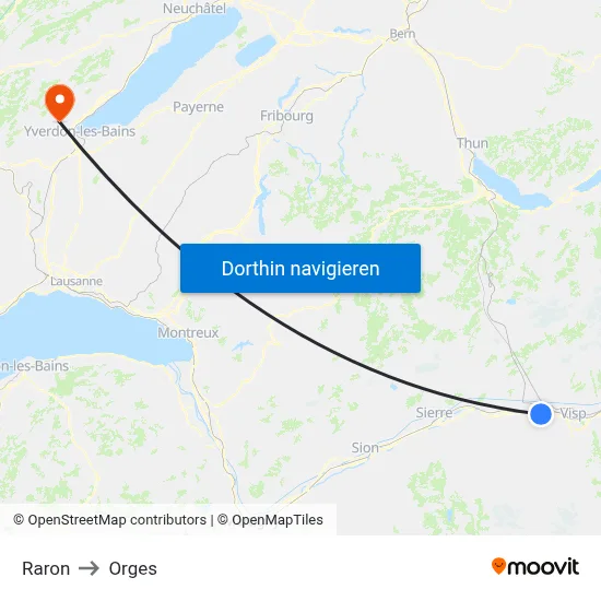 Raron to Orges map
