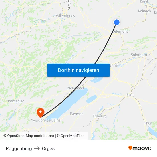 Roggenburg to Orges map