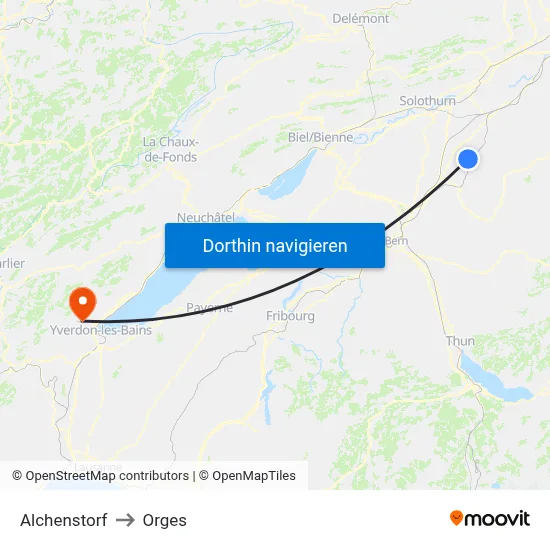 Alchenstorf to Orges map