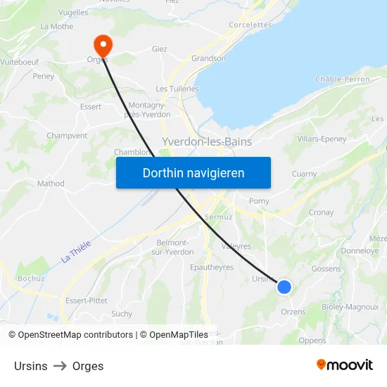 Ursins to Orges map