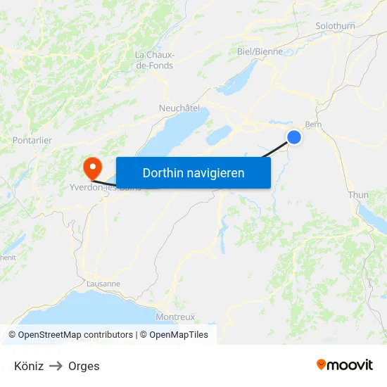 Köniz to Orges map