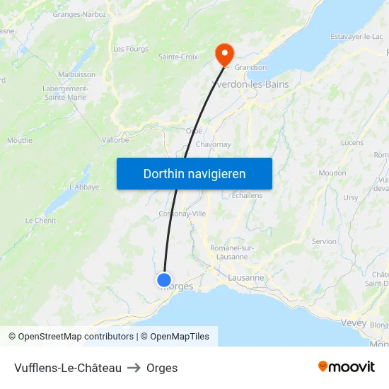 Vufflens-Le-Château to Orges map