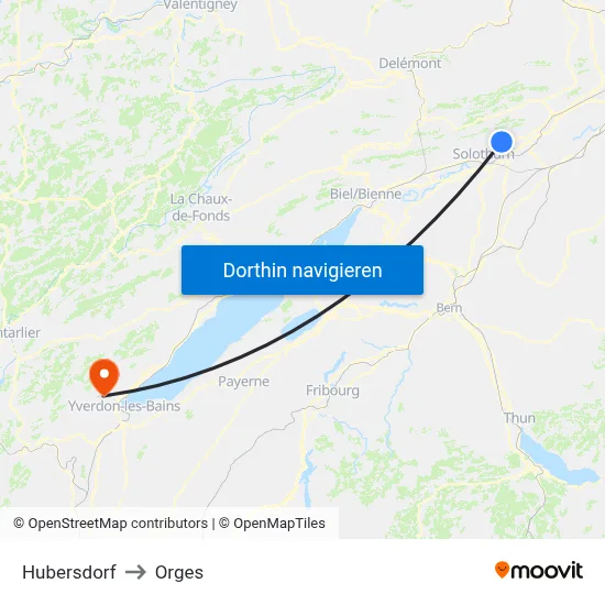 Hubersdorf to Orges map