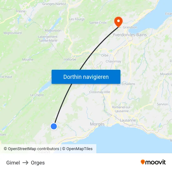 Gimel to Orges map