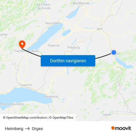Heimberg to Orges map