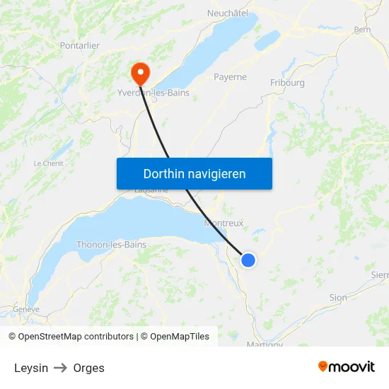 Leysin to Orges map