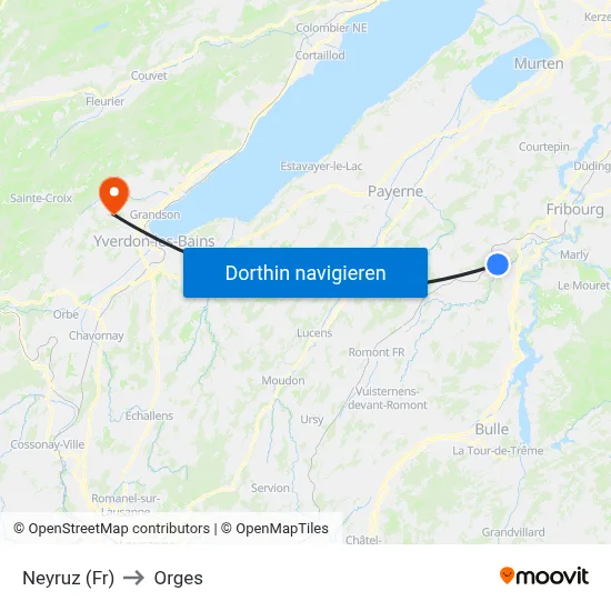 Neyruz (Fr) to Orges map