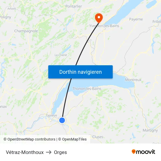 Vétraz-Monthoux to Orges map