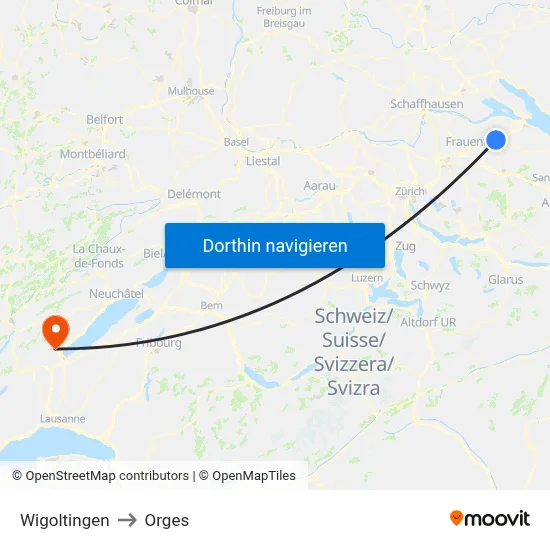 Wigoltingen to Orges map