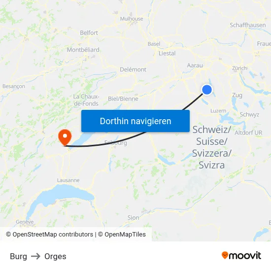 Burg to Orges map