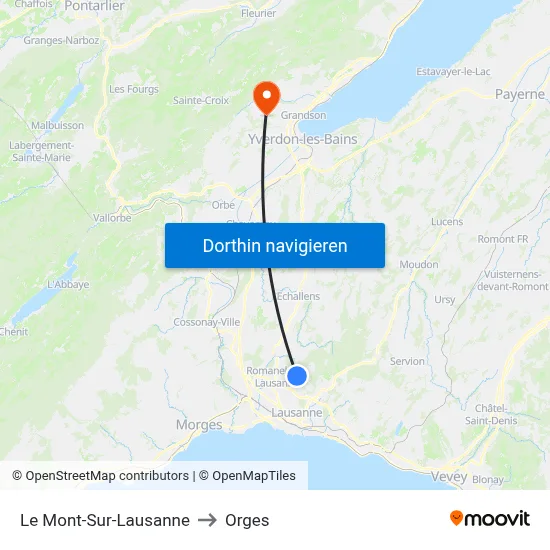 Le Mont-Sur-Lausanne to Orges map