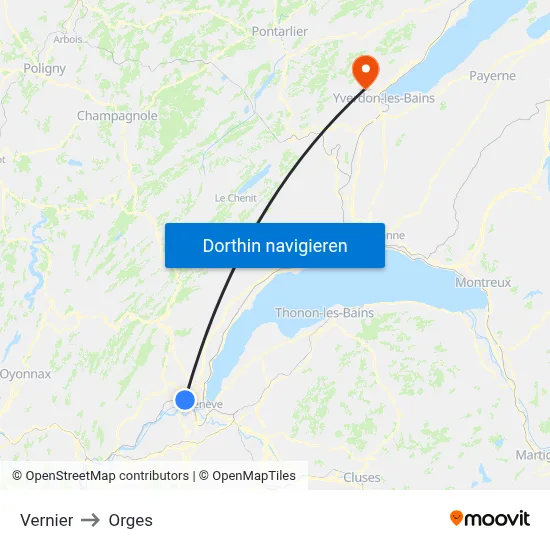 Vernier to Orges map