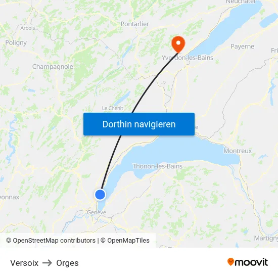Versoix to Orges map