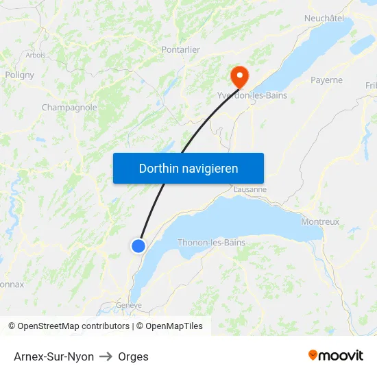 Arnex-Sur-Nyon to Orges map